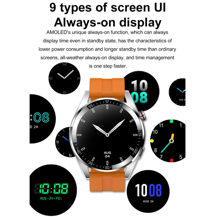 1.43 inch AMOLED Screen Smartwatch Heart Rate Blood Pressure Monitoring Bluetooth Talking Sports Watch, Color: Silver Leather Strap - Smart Watches by PMC TechLife | Online Shopping South Africa | PMC TechLife | Buy Now Pay Later Mobicred