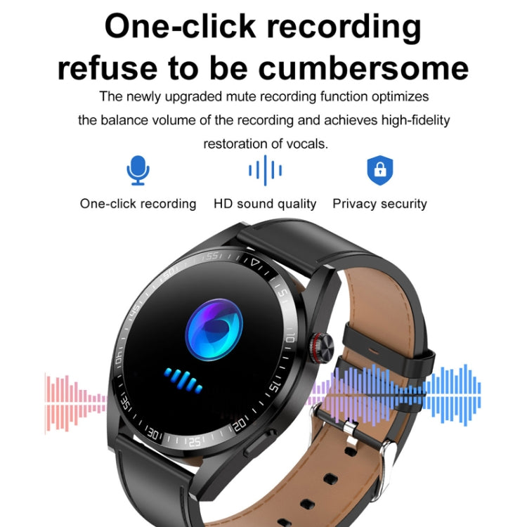 1.43 inch AMOLED Screen Smartwatch Heart Rate Blood Pressure Monitoring Bluetooth Talking Sports Watch, Color: Silver Leather Strap - Smart Watches by PMC TechLife | Online Shopping South Africa | PMC TechLife | Buy Now Pay Later Mobicred