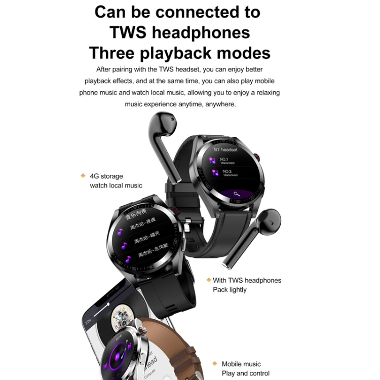 1.43 inch AMOLED Screen Smartwatch Heart Rate Blood Pressure Monitoring Bluetooth Talking Sports Watch, Color: Black Leather Strap - Smart Watches by PMC TechLife | Online Shopping South Africa | PMC TechLife | Buy Now Pay Later Mobicred