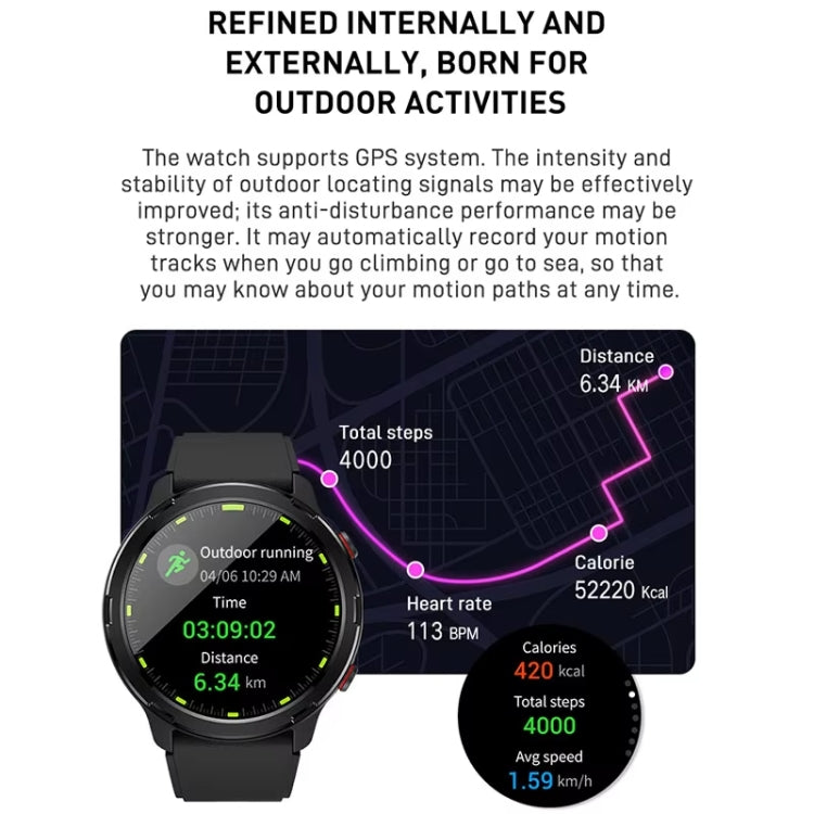 Outdoor GPS Sport Watch 1.32inch HD Round Screen Multi Sport Mode Smartwatch(Silver) - Smart Watches by PMC TechLife | Online Shopping South Africa | PMC TechLife | Buy Now Pay Later Mobicred