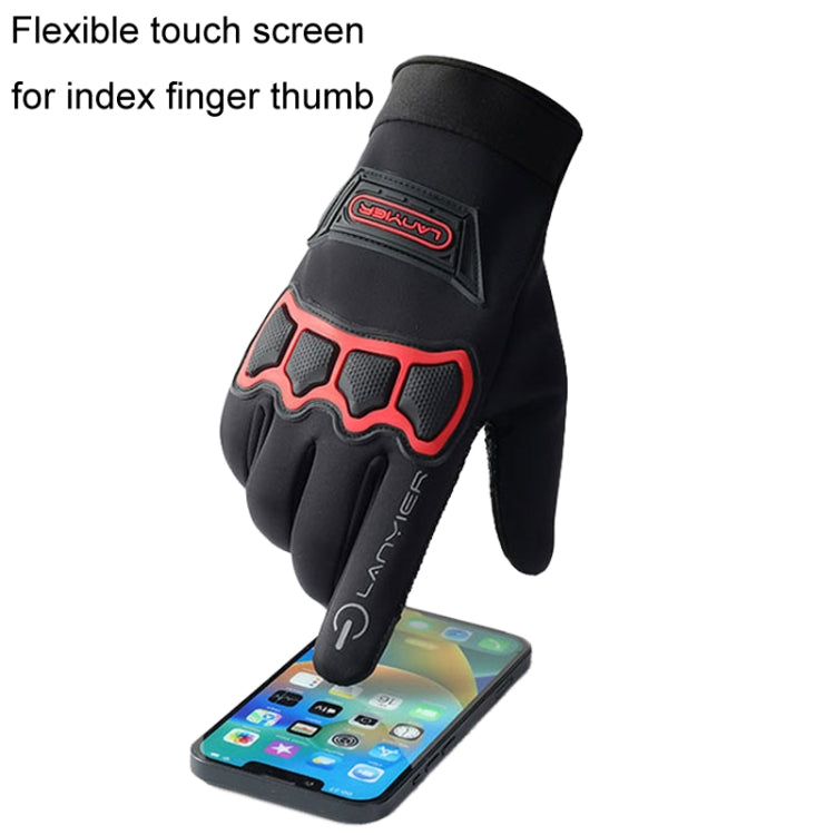 LANYIER Fall Winter Motorcycle Outdoor Riding Gloves Men Velvet Warm Non-slip Touch Screen Windproof Gloves, Size: Average(Red) - Locomotive Gloves by LANYIER | Online Shopping South Africa | PMC TechLife | Buy Now Pay Later Mobicred