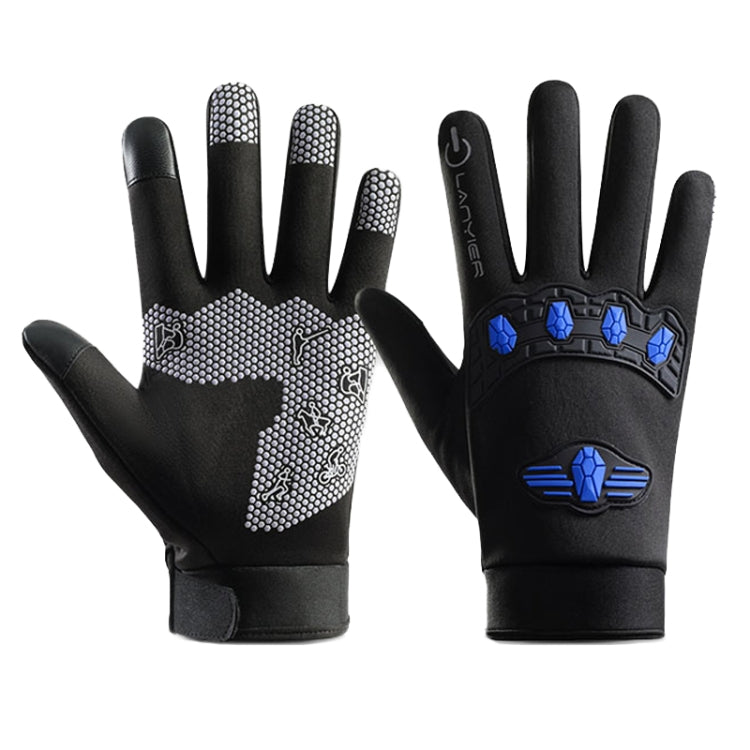 LANYIER Fall Winter Men Outdoor Motorcycle Gloves Riding Warm Windproof Anti-Slip Waterproof Touch Screen Gloves, Size: Average(Blue) - Safety Gloves by LANYIER | Online Shopping South Africa | PMC TechLife | Buy Now Pay Later Mobicred