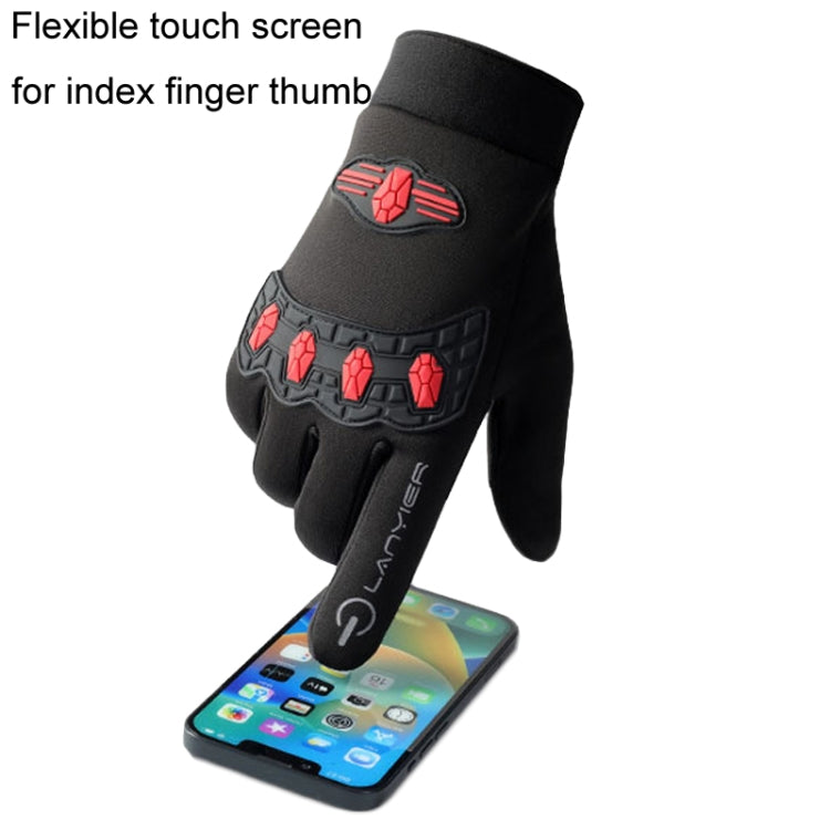 LANYIER Fall Winter Men Outdoor Motorcycle Gloves Riding Warm Windproof Anti-Slip Waterproof Touch Screen Gloves, Size: Average(Blue) - Safety Gloves by LANYIER | Online Shopping South Africa | PMC TechLife | Buy Now Pay Later Mobicred