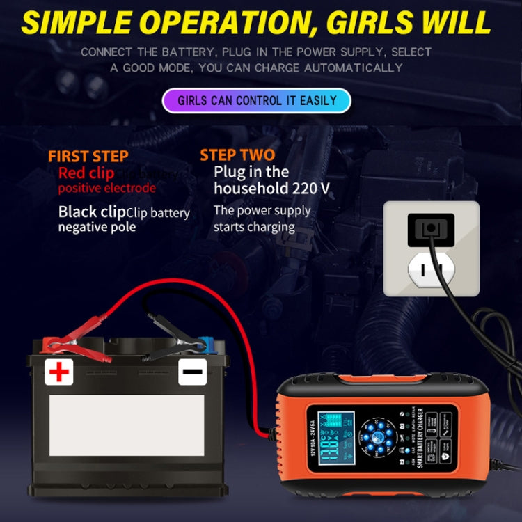 ANHTCzyx 12V/24V 6-180AH 7-Stage Smart Car Motorcycle Battery Charger(UK Plug) - free shipping - PMC Jewellery - Order now!