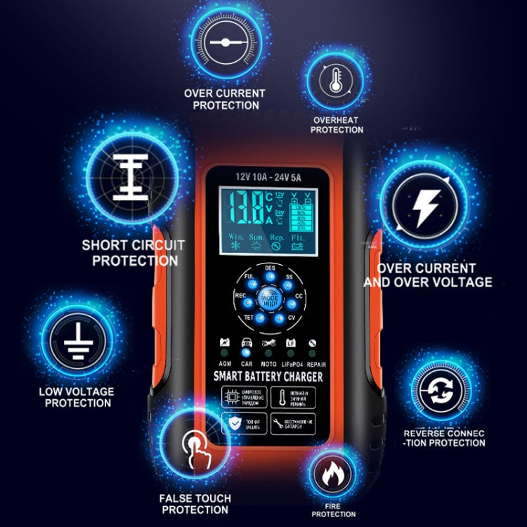 ANHTCzyx 12V/24V 6-180AH 7-Stage Smart Car Motorcycle Battery Charger(UK Plug) - free shipping - PMC Jewellery - Order now!