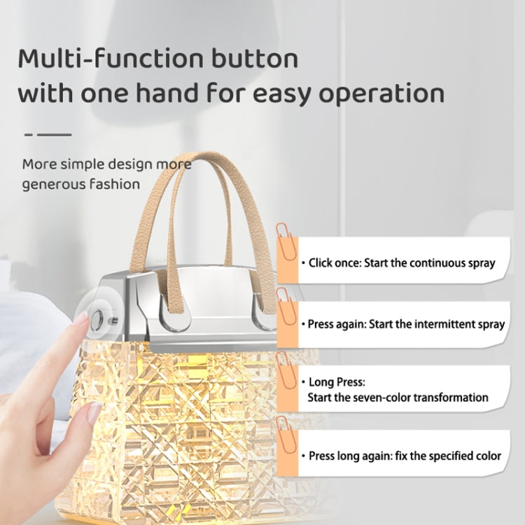 Desktop Small Crystal Bag Humidifier Aroma Ambient Lighting, Color: White Rechargeabl - free shipping - PMC TechLife - Order now!