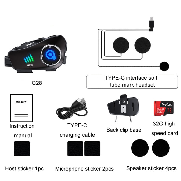 KUQIBAO Q28 Motorcycle Riding Helmet Bluetooth-compatible Headset Recorder(Soft Microphone) - free shipping - PMC TechLife - Order now!
