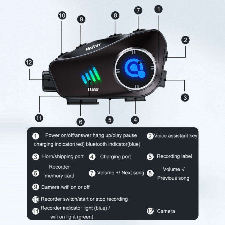 KUQIBAO Q28 Motorcycle Riding Helmet Bluetooth-compatible Headset Recorder(Soft Microphone) - free shipping - PMC TechLife - Order now!