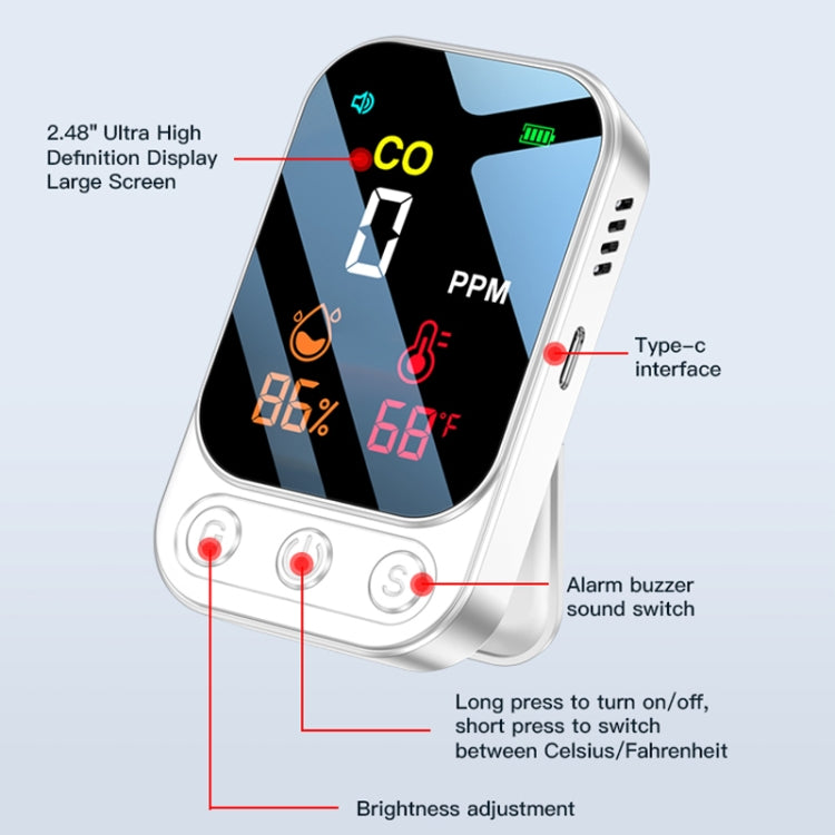 3 In 1 Multifunctional Portable Carbon Monoxide Detector(Black) - Air & Water Quality Tester by PMC TechLife | Online Shopping South Africa | PMC TechLife | Buy Now Pay Later Mobicred