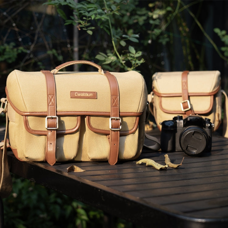 Cwatcun D146 Large Vintage Camera Bag Crossbody Canvas Digital Bag - free shipping - PMC TechLife - Order now!