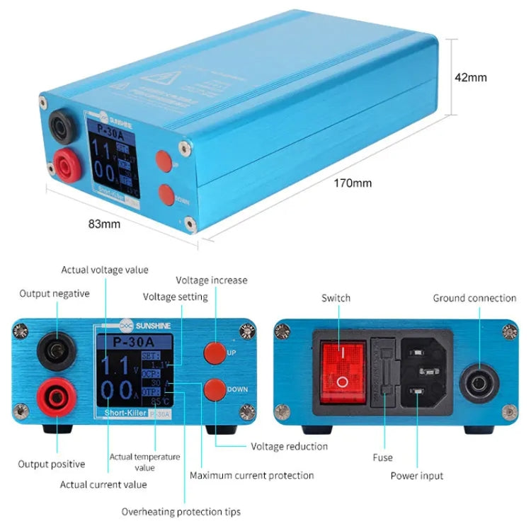 SUNSHINE P-30A Smart Anti-Burning Universal Mobile Phone Component Repair Motherboard Fault Detector, EU Plug - free shipping - PMC TechLife - Order now!