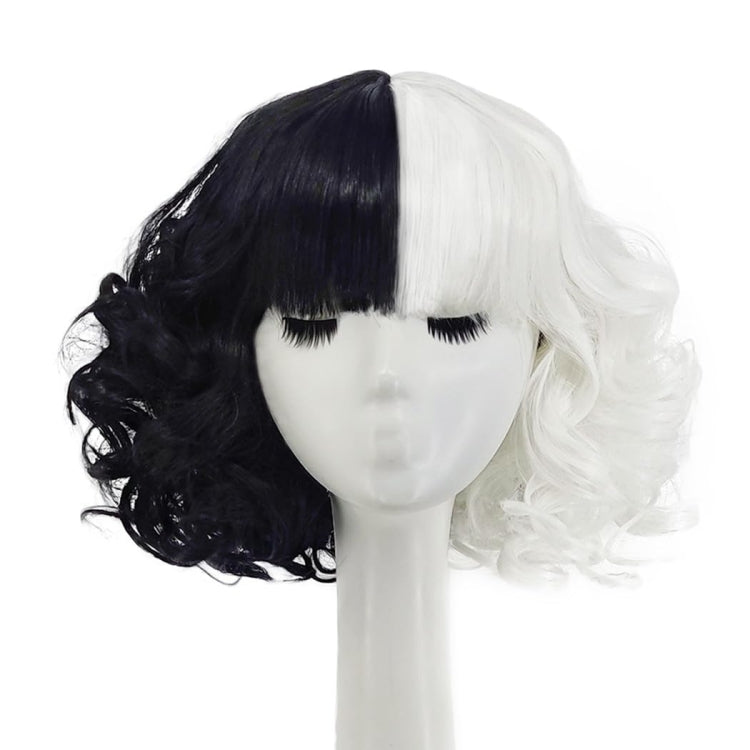 Cosplay Cool Wigs Natural Breathable Head Cover Ladies Short Curl Wig Hat(Black White) - free shipping - PMC TechLife - Order now!
