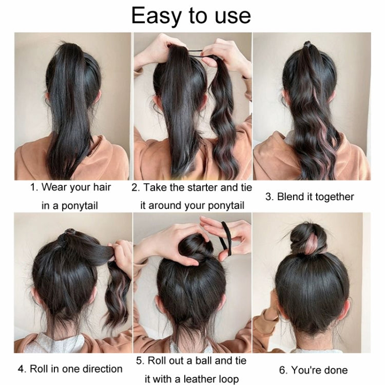 Self-Tying Ball-Head Wig Hair Bundle Simulation Hair Bands(Brown Black Highlight Gray) - free shipping - PMC TechLife - Order now!