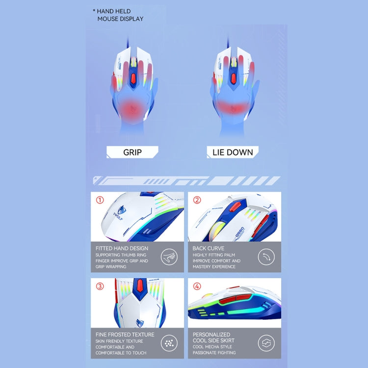 T-WOLF G560 6-keys Cool Breathing Light Gaming Wired Mouse Mechanical Office Silent Mouse(Gray) - free shipping - PMC TechLife - Order now!