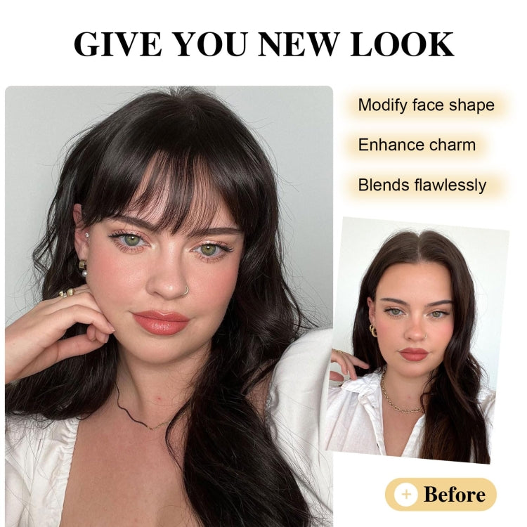 Chemical Fiber Wigs Thin Air Bangs Clip-on Wigs, Color: Dark Brown with Sideburns - free shipping - PMC TechLife - Order now!