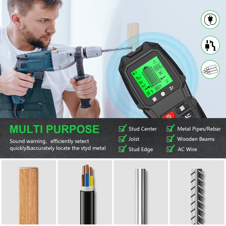HW-QB6 5 In 1 Wall Scanner Handheld Stud Finder Wood Current Metal Live Wires Detection(Orange) - Metal Detector by PMC TechLife | Online Shopping South Africa | PMC TechLife | Buy Now Pay Later Mobicred