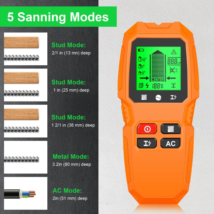 HW-QB6 5 In 1 Wall Scanner Handheld Stud Finder Wood Current Metal Live Wires Detection(White) - Metal Detector by PMC TechLife | Online Shopping South Africa | PMC TechLife | Buy Now Pay Later Mobicred