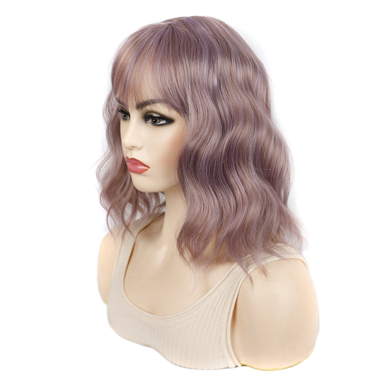 Water Wave Ripple Short Curly Hair With Bangs Fluffy Wig Headcovers, Color: Natural Black - free shipping - PMC TechLife - Order now!