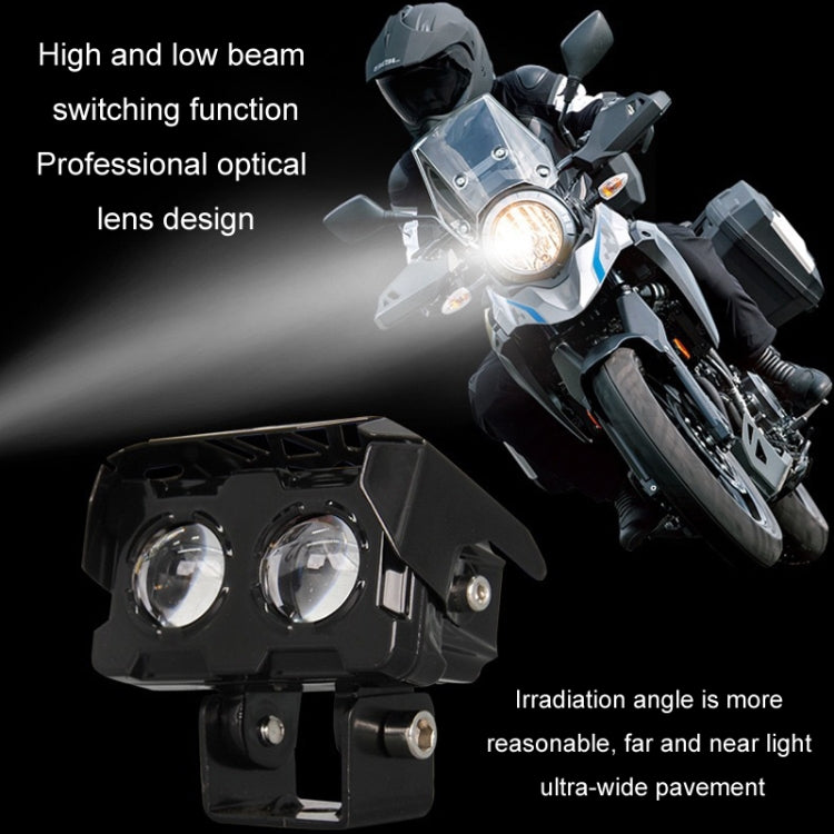 12W Motorcycle Spotlight High Bright Two Color Modified External Waterproof LED Lens Headlight(Flashing - 2 Wire) - Headlights by PMC TechLife | Online Shopping South Africa | PMC TechLife | Buy Now Pay Later Mobicred