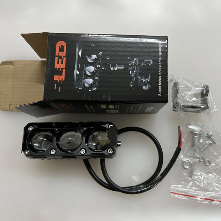 35W Motorcycle Spotlight Dual Color LED Headlight Triple Eye Waterproof Headlight, Model: Flashing-(2 Wires) - Headlights by PMC Jewellery | Online Shopping South Africa | PMC Jewellery | Buy Now Pay Later Mobicred
