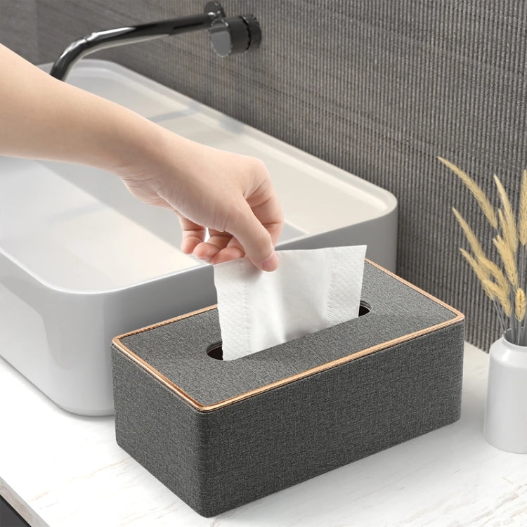Home Decor Tissue Box Cover Desktop Gold Rim Faux Leather Napkin Holder Toilet Paper Storage Box, Size: Medium(Gray) - Storage Boxes by PMc TechLife | Online Shopping South Africa | PMc TechLife | Buy Now Pay Later Mobicred