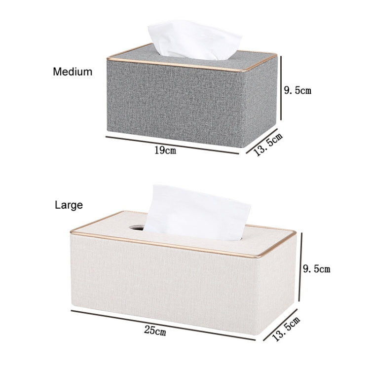 Home Decor Tissue Box Cover Desktop Gold Rim Faux Leather Napkin Holder Toilet Paper Storage Box, Size: Large(Gray) - Storage Boxes by PMc TechLife | Online Shopping South Africa | PMc TechLife | Buy Now Pay Later Mobicred