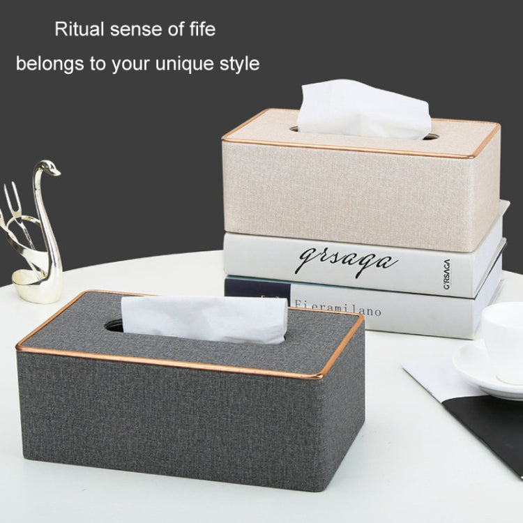 Home Decor Tissue Box Cover Desktop Gold Rim Faux Leather Napkin Holder Toilet Paper Storage Box, Size: Medium(Gray) - Storage Boxes by PMc TechLife | Online Shopping South Africa | PMc TechLife | Buy Now Pay Later Mobicred