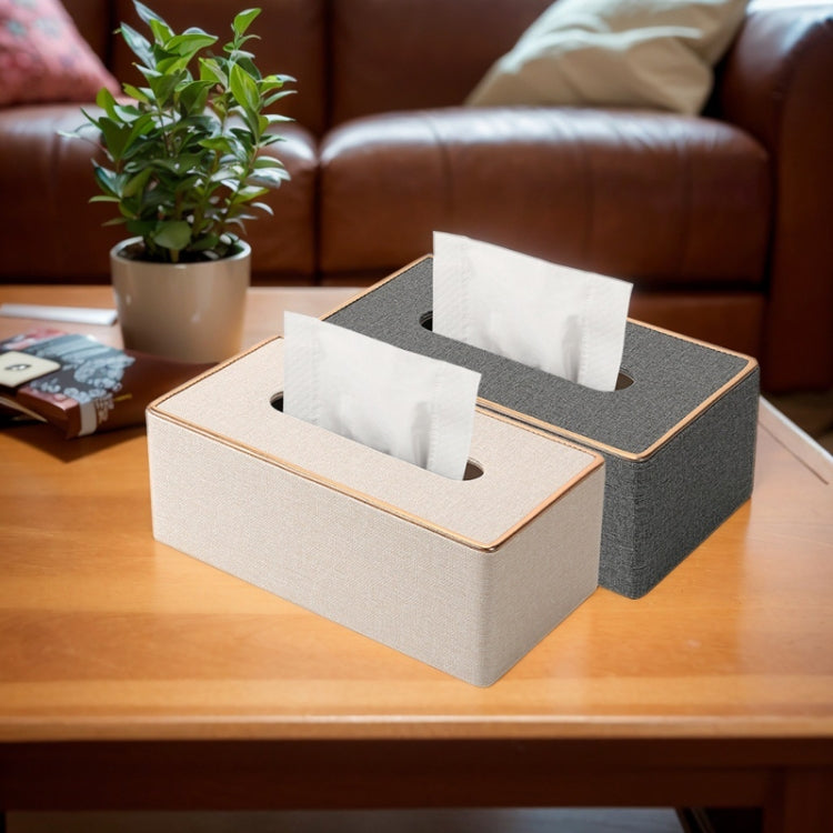Home Decor Tissue Box Cover Desktop Gold Rim Faux Leather Napkin Holder Toilet Paper Storage Box, Size: Large(Gray) - Storage Boxes by PMc TechLife | Online Shopping South Africa | PMc TechLife | Buy Now Pay Later Mobicred
