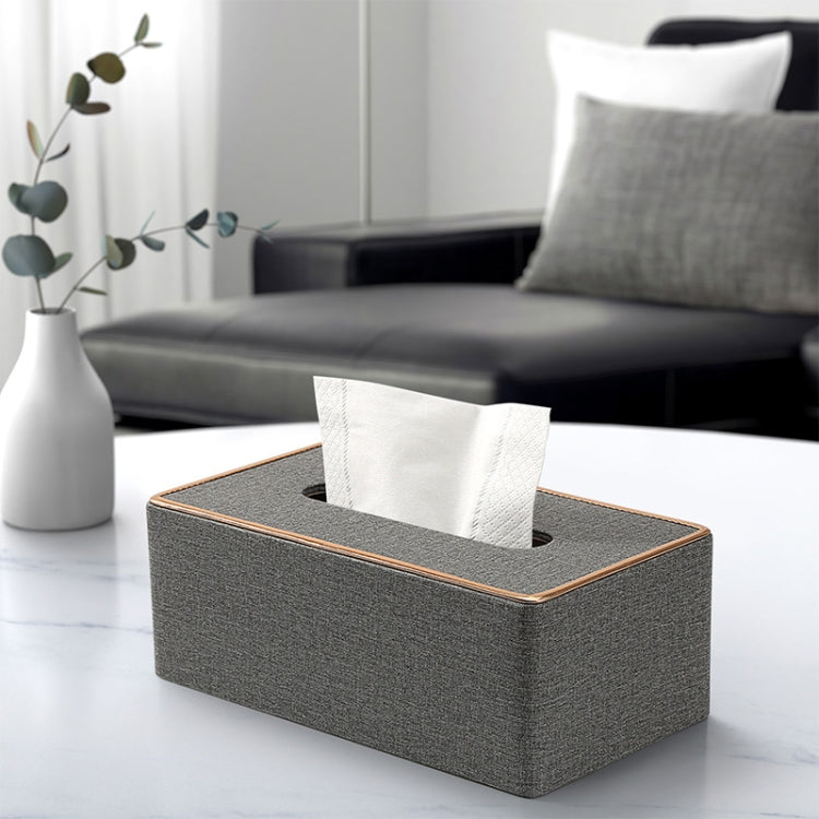 Home Decor Tissue Box Cover Desktop Gold Rim Faux Leather Napkin Holder Toilet Paper Storage Box, Size: Medium(Gray) - Storage Boxes by PMc TechLife | Online Shopping South Africa | PMc TechLife | Buy Now Pay Later Mobicred