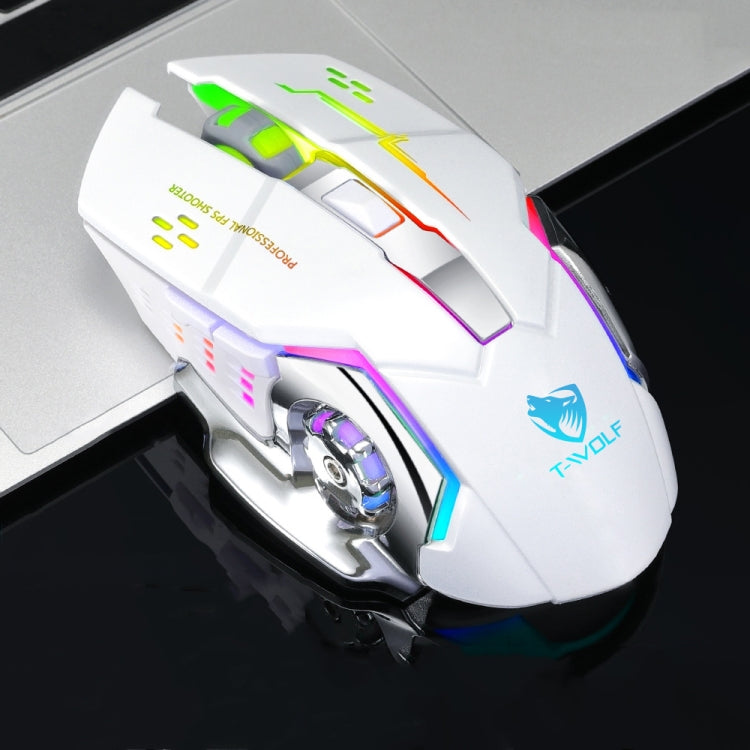 T-WOLF Q13 2.4GHz 6-keys RGB Colorful Light Gaming Wireless Mouse, Color: Single Mode White - Wireless Mice by T-WOLF | Online Shopping South Africa | PMC TechLife | Buy Now Pay Later Mobicred