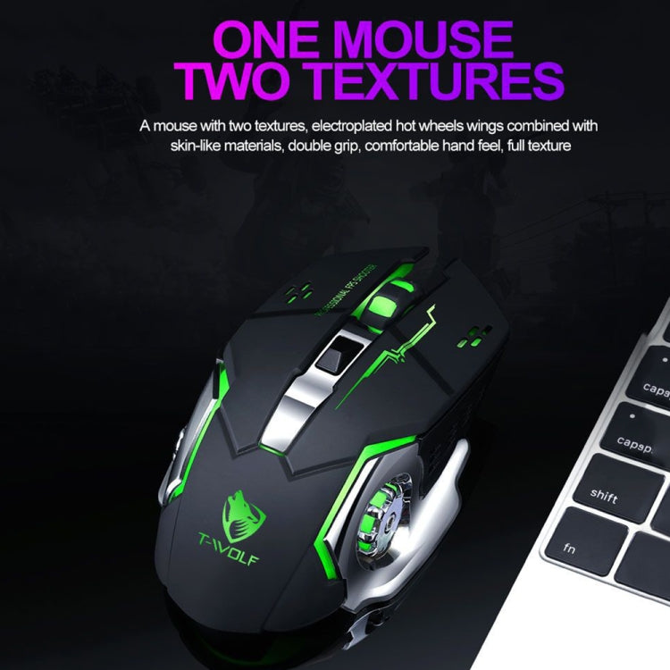 T-WOLF Q13 2.4GHz 6-keys RGB Colorful Light Gaming Wireless Mouse, Color: Single Mode Star Black - Wireless Mice by T-WOLF | Online Shopping South Africa | PMC TechLife | Buy Now Pay Later Mobicred