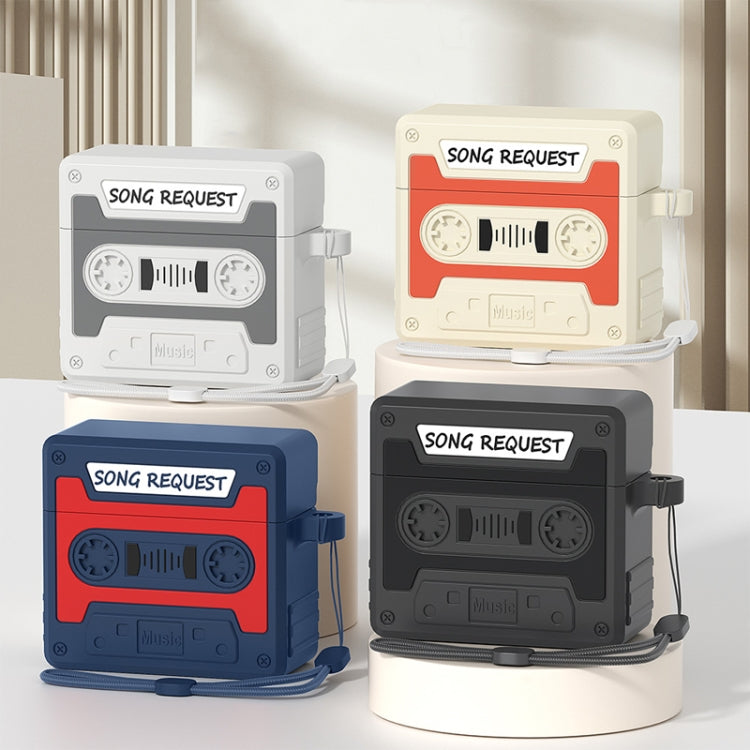 For AirPods 4 Retro Silicone Tape Shape Earphone Protective Case(Blue) - For AirPods 4 by PMc TechLife | Online Shopping South Africa | PMc TechLife | Buy Now Pay Later Mobicred