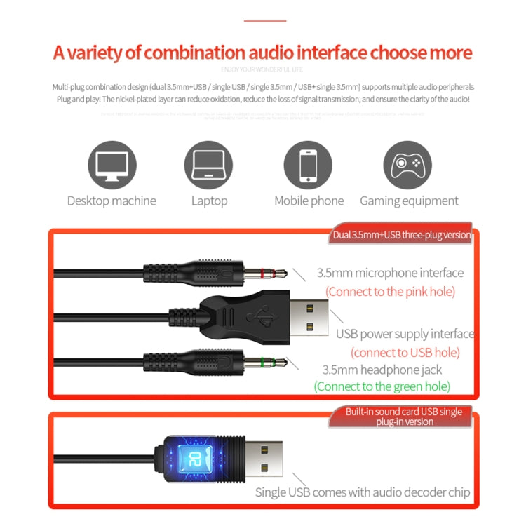 YINDIAO Q7 Colorful Light Computer Wired Headset USB Gaming Headset USB7.1 Sound Card Pink - Multimedia Headset by YINDIAO | Online Shopping South Africa | PMC TechLife | Buy Now Pay Later Mobicred