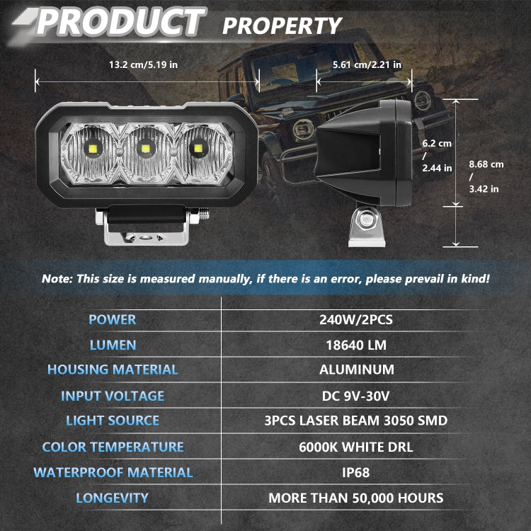 E23 40W 9V-30V 5 Inch Waterproof 3-Eye Headlight(Spotlight White Light) - free shipping - PMC Jewellery - Order now!