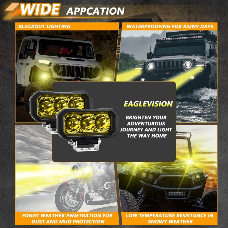 E23 40W 9V-30V 5 Inch Waterproof 3-Eye Headlight(Floodlight Yellow Light) - free shipping - PMC Jewellery - Order now!