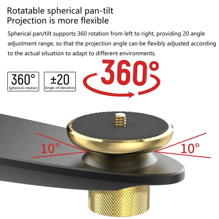 Aluminum Alloy Pan Head Adjustable Foldable Projector Wall Mount(Coffee Gray) - Other by PMC TechLife | Online Shopping South Africa | PMC TechLife | Buy Now Pay Later Mobicred