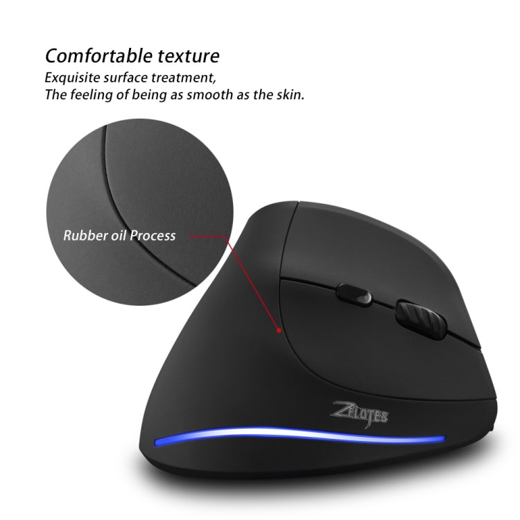 ZELOTES F35 6-buttons Vertical Grip Ergonomic Rechargeable Wireless Mouse(Blue Light) - free shipping - PMC TechLife - Order now!