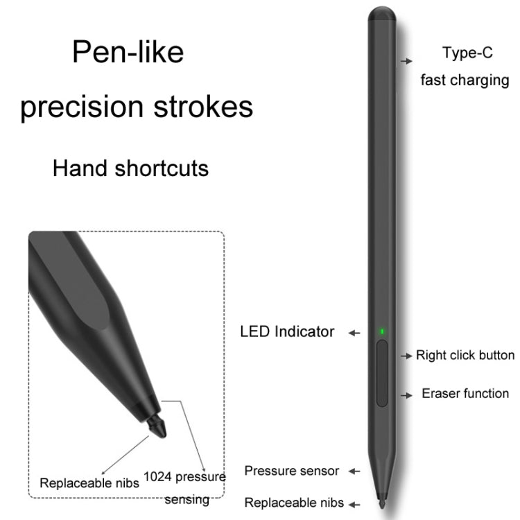 For Microsoft Surface Pro/Go/Laptop/Book Anti-Touch Handwriting Capacitive Pen(Silver) - Stylus Pen by PMC TechLife | Online Shopping South Africa | PMC TechLife | Buy Now Pay Later Mobicred