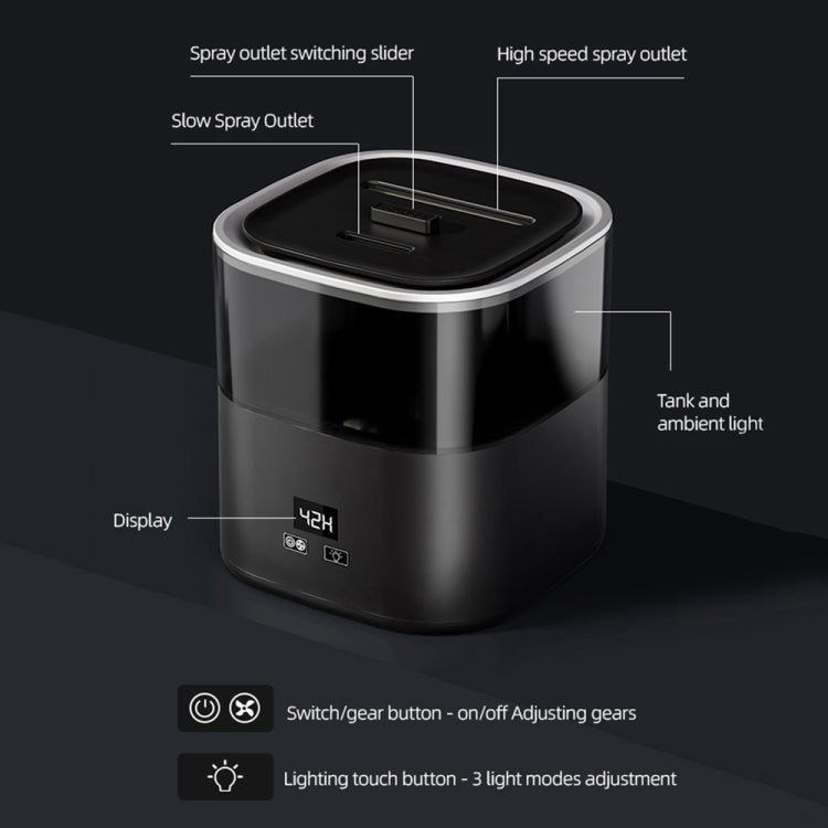 JSQ-58 1.1L large Capacity Digital Display Flame Atomization Humidifier, Color: Matt Black(EU Plug) - free shipping - PMC TechLife - Order now!
