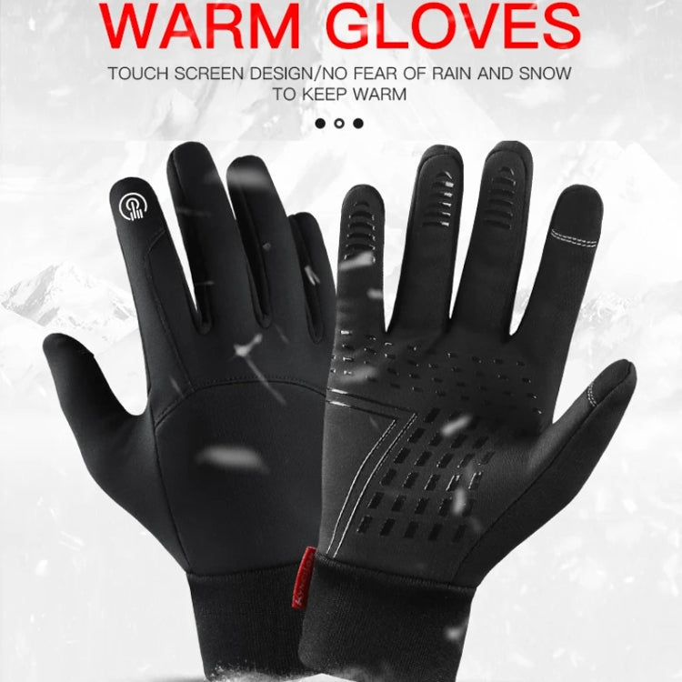 Kyncilor Waterproof Cycling Warm Gloves Two-finger Touch Screen Ultra-soft Velvet Outdoor Gloves, Size: L(Gray) - Full Finger Gloves by Kyncilor | Online Shopping South Africa | PMC TechLife | Buy Now Pay Later Mobicred