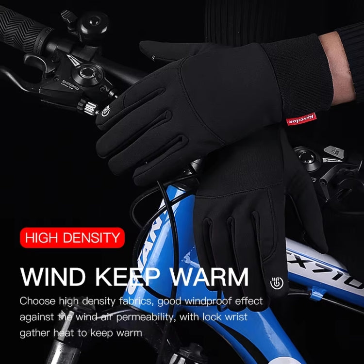 Kyncilor Waterproof Cycling Warm Gloves Two-finger Touch Screen Ultra-soft Velvet Outdoor Gloves, Size: M(Black) - Full Finger Gloves by Kyncilor | Online Shopping South Africa | PMC TechLife | Buy Now Pay Later Mobicred