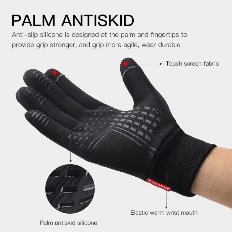Kyncilor Waterproof Cycling Warm Gloves Two-finger Touch Screen Ultra-soft Velvet Outdoor Gloves, Size: XL(Gray) - Full Finger Gloves by Kyncilor | Online Shopping South Africa | PMC TechLife | Buy Now Pay Later Mobicred