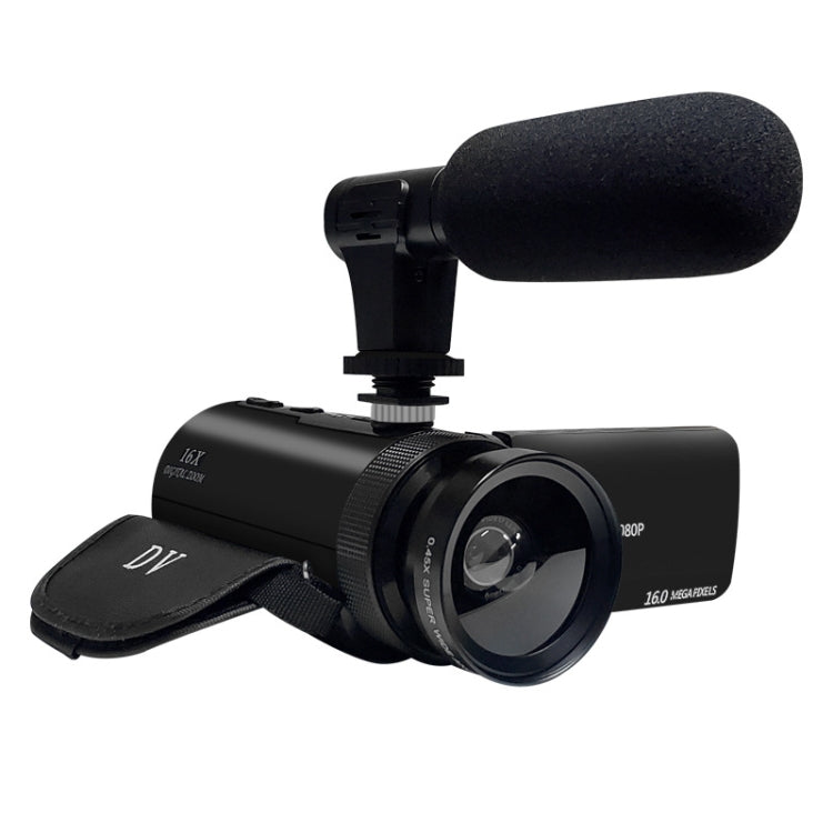 16MP 16X Digital Zoom Vlogging Camera Video Camcorder with 2.4 Inch Flip Screen, Spec: With Wide Angle & Mic UK Plug - Video Cameras by PMC TechLife | Online Shopping South Africa | PMC TechLife | Buy Now Pay Later Mobicred