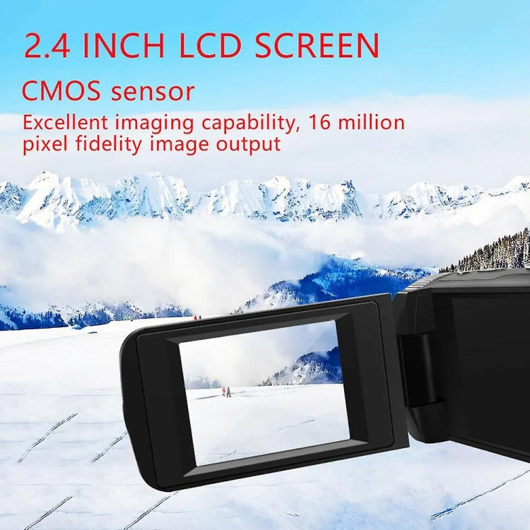 16MP 16X Digital Zoom Vlogging Camera Video Camcorder with 2.4 Inch Flip Screen, Spec: With Wide Angle & Mic EU Plug - Video Cameras by PMC TechLife | Online Shopping South Africa | PMC TechLife | Buy Now Pay Later Mobicred