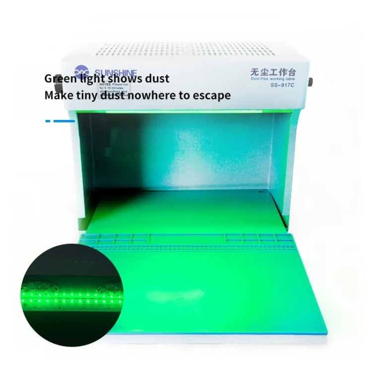 SUNSHINE SS-917C Mobile Phone Screen Repair Dust-free Workbench Green White Light Dual Lamps Dust Display Lamp Operator Bench EU Plug - free shipping - PMC TechLife - Order now!