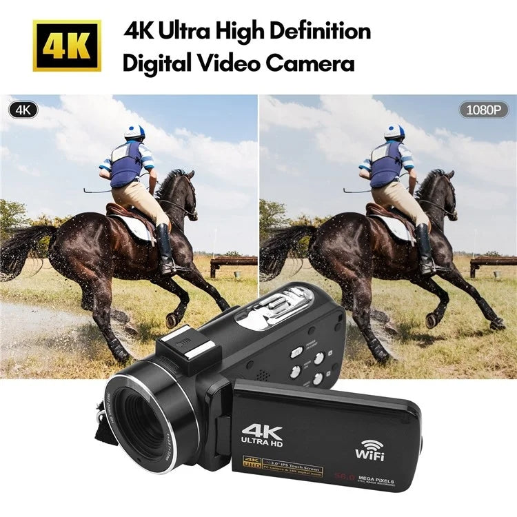4K  Digital Video Camera 3 Inch IPS Touch Screen 56MP 18X Digital Zoom WiFi Camcorder, Spec: Standard - Video Cameras by PMC TechLife | Online Shopping South Africa | PMC TechLife | Buy Now Pay Later Mobicred