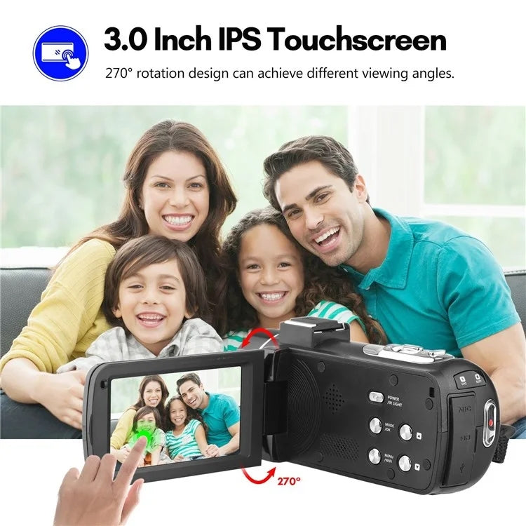 4K  Digital Video Camera 3 Inch IPS Touch Screen 56MP 18X Digital Zoom WiFi Camcorder, Spec: Set 2 - Video Cameras by PMC TechLife | Online Shopping South Africa | PMC TechLife | Buy Now Pay Later Mobicred