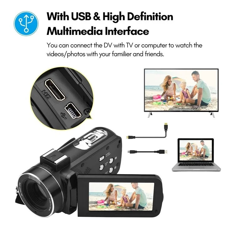 4K  Digital Video Camera 3 Inch IPS Touch Screen 56MP 18X Digital Zoom WiFi Camcorder, Spec: Set 3 - Video Cameras by PMC TechLife | Online Shopping South Africa | PMC TechLife | Buy Now Pay Later Mobicred