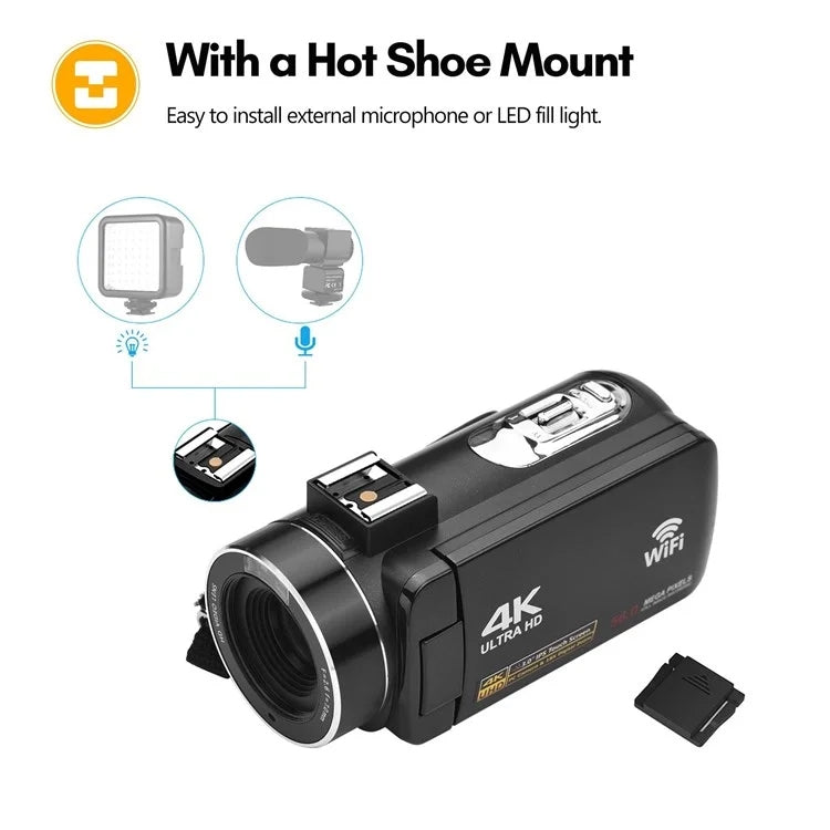 4K  Digital Video Camera 3 Inch IPS Touch Screen 56MP 18X Digital Zoom WiFi Camcorder, Spec: Set 3 - Video Cameras by PMC TechLife | Online Shopping South Africa | PMC TechLife | Buy Now Pay Later Mobicred