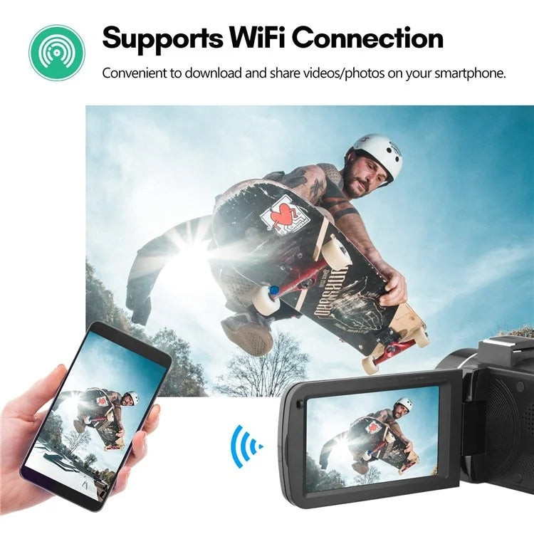 4K  Digital Video Camera 3 Inch IPS Touch Screen 56MP 18X Digital Zoom WiFi Camcorder, Spec: Set 1 - Video Cameras by PMC TechLife | Online Shopping South Africa | PMC TechLife | Buy Now Pay Later Mobicred